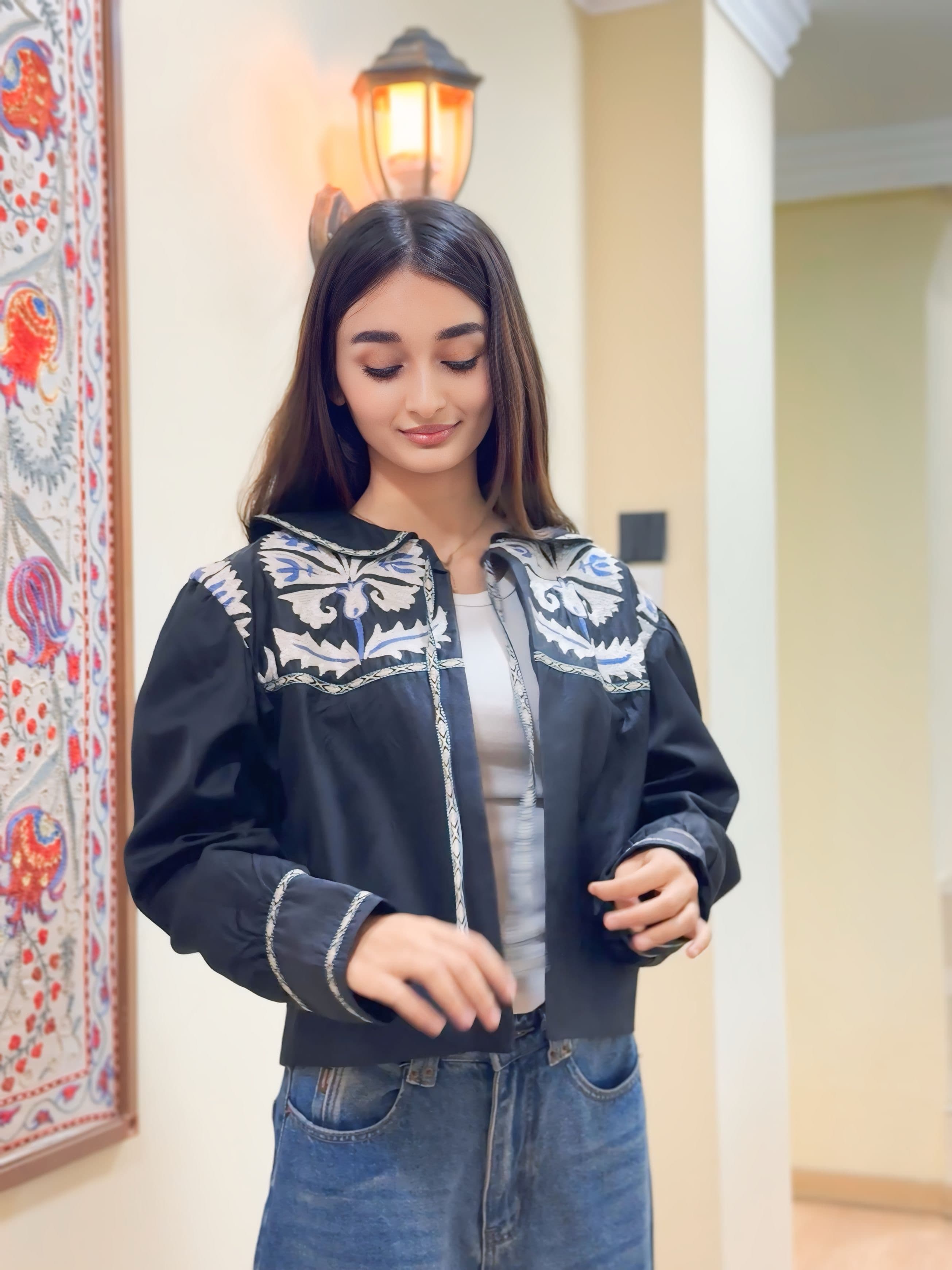 Black Suzani Yoke Jacket